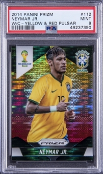 2014 Panini Prizm World Cup Yellow And Red Pulsar #112 Neymar Jr. - PSA MINT 9 